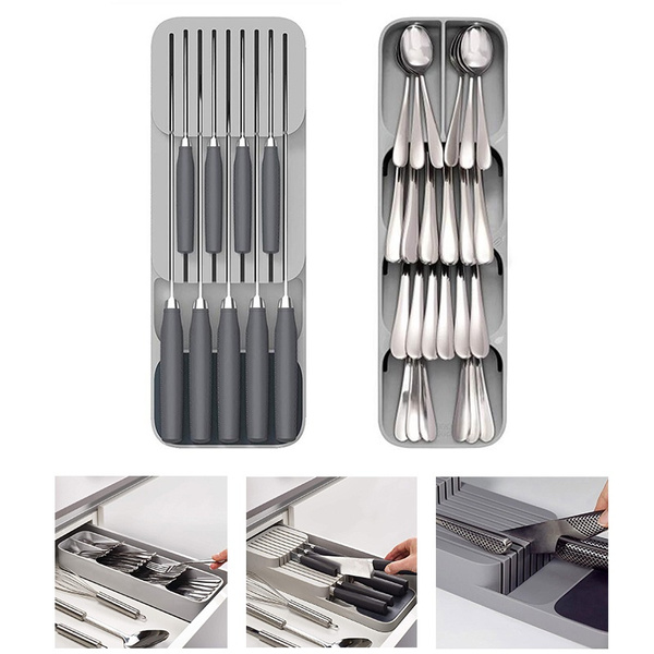 Knife Block Large Capacity Plastic Cutlery Holder Drawer Drawer
