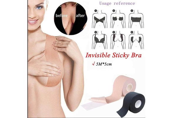 5M 1 Roll Invisible Breast Lift Tape Push Up Sticky Bra Strapless Backless Bra  Tape Breathable Boob Tape for Women Breast Nipple Covers Adhesive Bras  Intimates Sexy Bralette Fits All Cups Beige