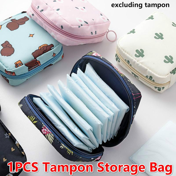 3 Colors Tampon Storage Bag Sanitary Pad Pouch Women Napkin Cosmetic Bags  Organizer Ladies Makeup Bag Girls Tampon Holder Organizer