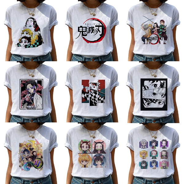 アニメtシャツ 鬼滅の刃 Anime Kimetsu No Yaiba Demon Slayer T Shirt Graphic Top Tees T Shirt Streetwear Round Neck Women T Shirt Tops Wish