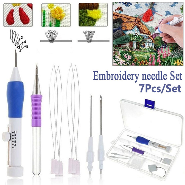 7pcs Punch Needle Embroidery Kit,embroidery Pen Punch Needle Set