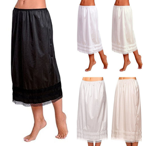 Women Retro Long Solid Hem Slip Half Skirt Under Dress Underskirts | Wish