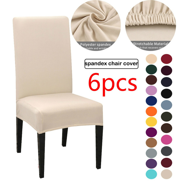 1 2 4 6pcs Solid Color Chair Cover Spandex Stretch Elastic