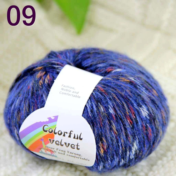 Sale of colorful wool 1ballX50g thread camel hair color broken dyed line  knitted scarf coat line mohair wool yarn blue 824-09-1 Professional sales  of yarn, please pay attention to the store can