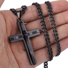 beliefnecklace, titanium steel necklace, Joyería de pavo reales, Cross Pendant