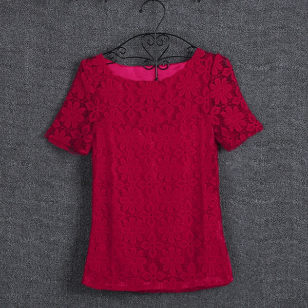 New Summer Women Plus Size Short Sleeve Lace Shirts Tee Tops Women ...