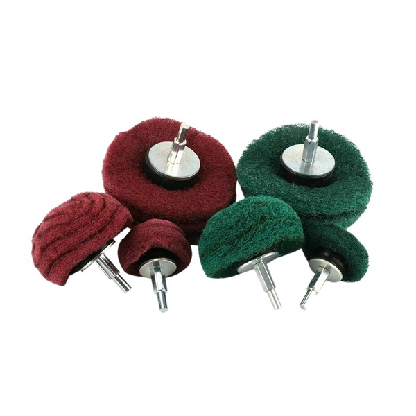 Etase 6Pcs Mounted Dome Sanding Mop Pad Nylon Fiber Buffing Wheel for Metal Wood 180 320 Grit