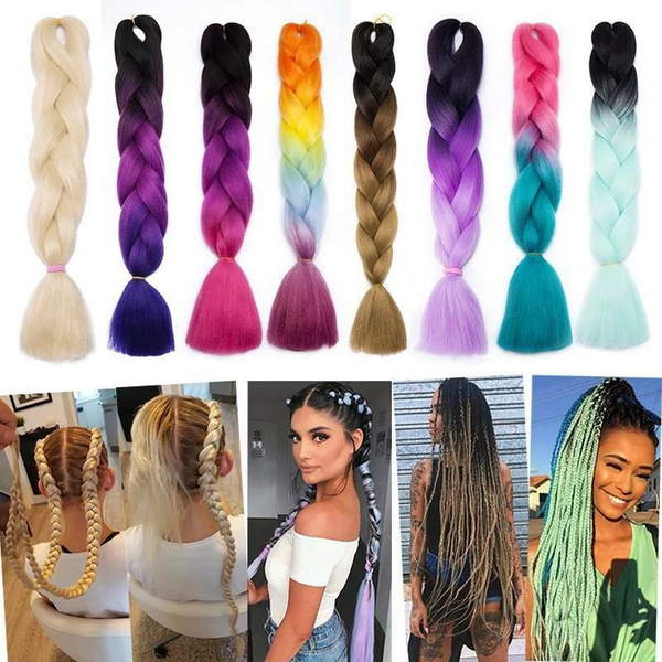 Ombre Braiding Synthetic Hair Extension for Crochet Box Braids Twist Long  Fishtail Ponytail 24 Inches 