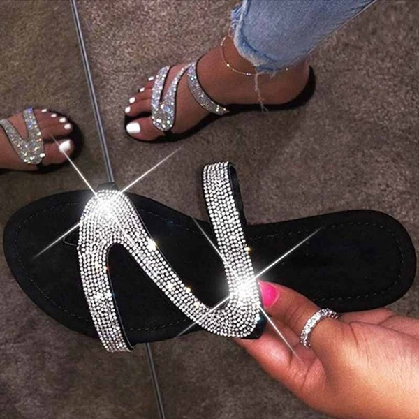 Crystal Flip Flops Rose Gold wide strap Top style flat Brazil Bling sandals  Glass Slippers Custom Handmade Jewelry Thong Rhinestone Shoes