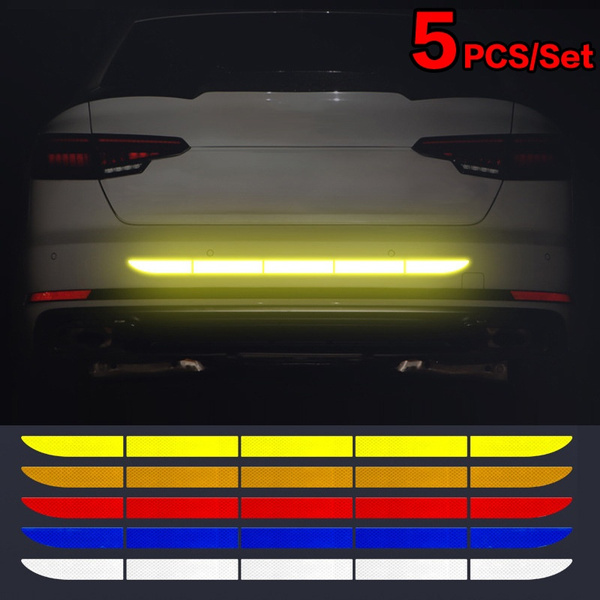 5pcs/set Car Reflective Stickers Waterproof Car Warning Sticker Reflective  Tape Car Decals Stickers Car Trunk Body Auto Accessories