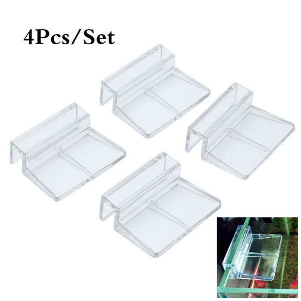 4Pcs 6mm Aquarium Tank Clear Plastic Clips Glass Cover Support Holders