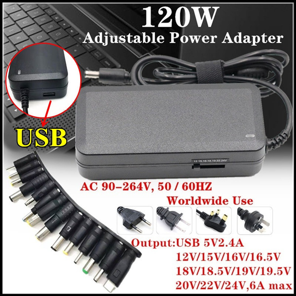 Universal Charger Adjustable Power Adapter with 14PCS Connector Plug,DC 12V/15V/16V/18V/19V/20V/24V 4-6A 120W Laptop Universal Power Adapter Charger for ASUS DELL Lenovo Sony Toshiba Laptop | Wish
