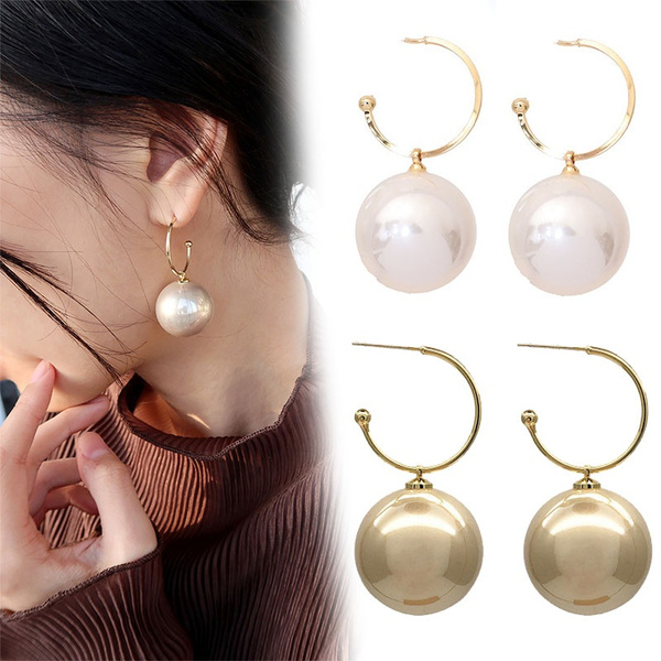 big pearl dangle earrings