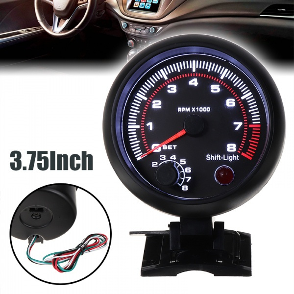 3.75Inch Universal Car Tachometer Tacho Gauge Meter LED Shift Light 0-8000  RPM