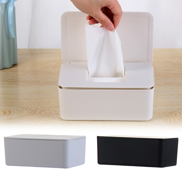 Plastic Wet Wipes Dispenser Holder Tissue Paper Box Case with Lid Home Storage 