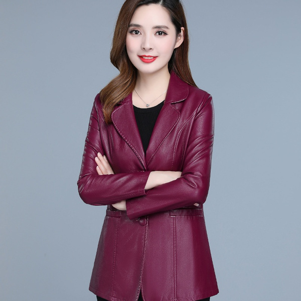 slim pu leather jacket