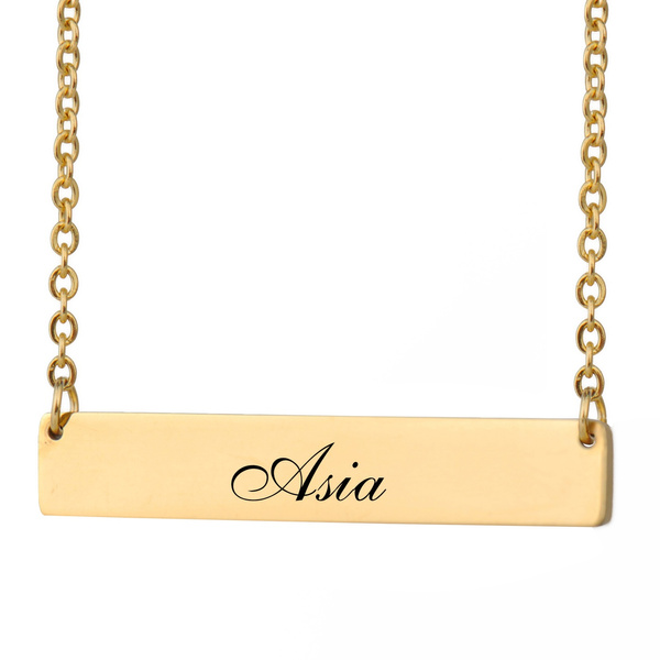 Asia Bar Name Necklace Gold and Silver 