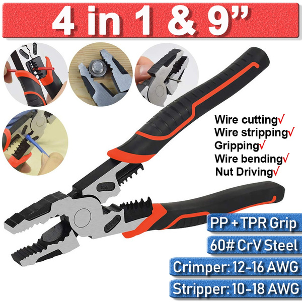 Wire Stripper Wire Cutter 9" Crimping Tool Plier 
