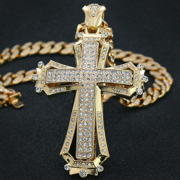 14k gold large cross pendant