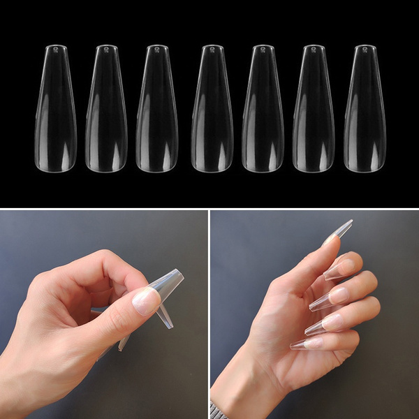 24pcs Gradient Transparent False Nail Short Square Press on Nails for Nail  Art | eBay