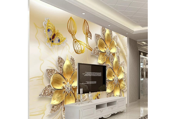  3D Golden Flowers 1165 Wall Paper Print Decal Deco