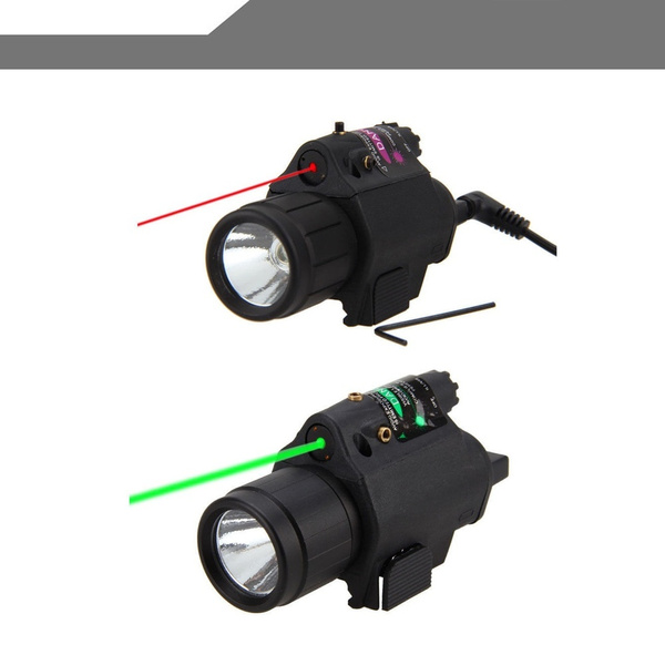 Tactical 2in1 LED Flashlight Red/Green Laser Sight Combo For 20MM Picatinny Rail 