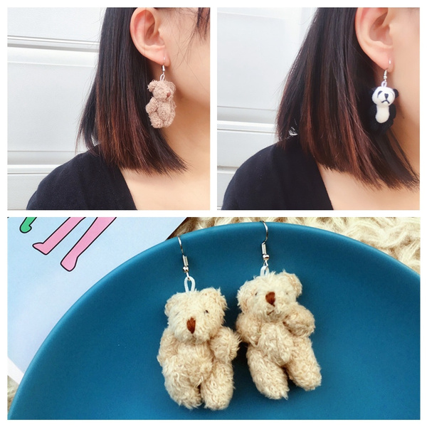 panda clip on earrings