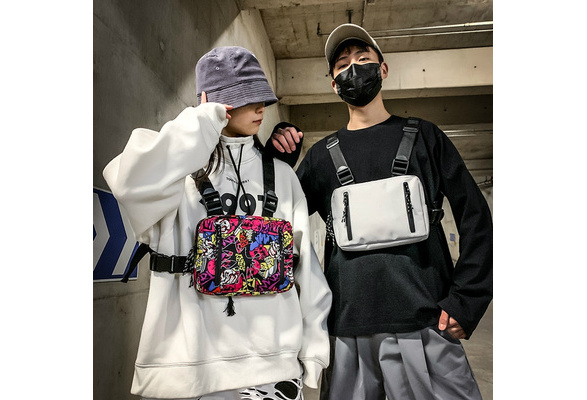 VC Colorful Reflective Box Bag Hip-Hop Streetwear Men's Hard Shell