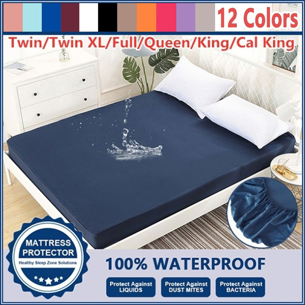 Twin Full Queen King Bed Waterproof Cover Mattress Protector Fitted Sheet Size 