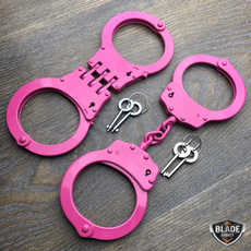 Heavy, pink, handcuffchainbracelet, nickel