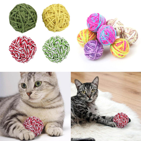 Funny Creative Teasing Toy Kitten Puppy Playing Rolling Ball Rope Weave ...