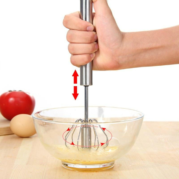 Rotary Manual Hand Whisk Egg Beater Mixer Blender Stainless Steel Kitchen Pip 