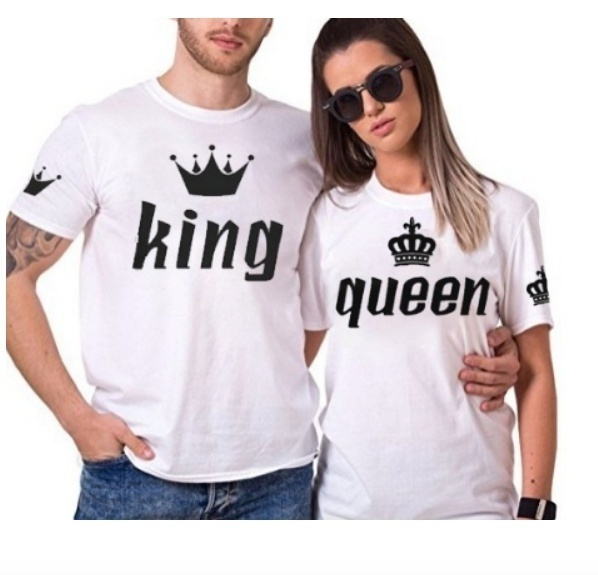 Minetom Stampa Love Queen King T-Shirt Maglietta Top Partnerlook Coppia Imposta Dolce Amante per Le Coppie Come Regali A Bianco X-Small(Uomo