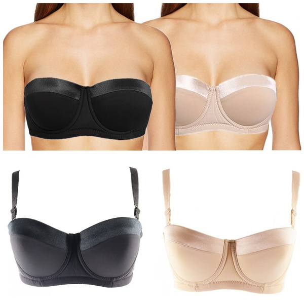 Women Strapless Bra Plus size 32-42 A/B Half Cup Multiway Balcontette Push  up Bra for Small Breast KL059