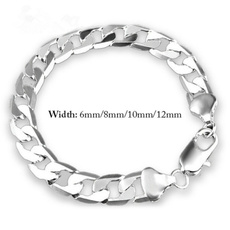Sterling, 8MM, Chain bracelet, Sideways