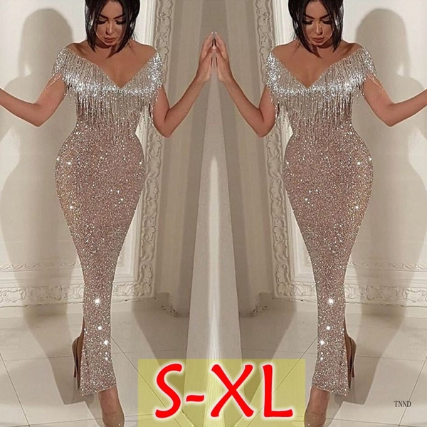 New 2020 Women Sexy Elegant Sequin Long 