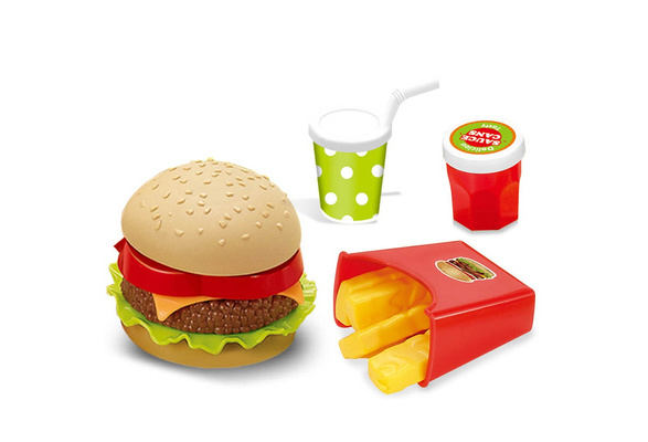 KIDS PRETEND PLAY TOY SIMULATION HAMBURGER FRENCH FRIES ASSEMBLED FOOD EDUCATION 