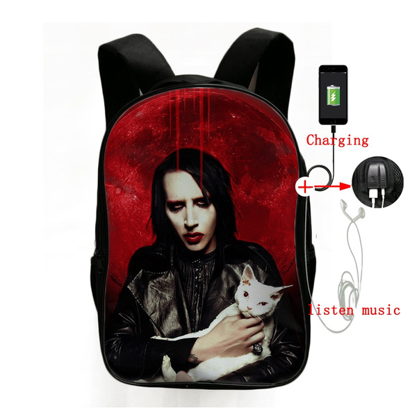 Marilyn Manson Backpack Backpack with USB Charging School Bags for Boys Women's Backpack Travel Shoulder Bags | Wish