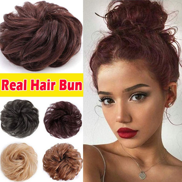 100 Human Hair Scrunchies Curly Messy Hair Bun Extensions Updo Hair
