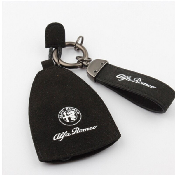 for Alfa Romeo Car Keychain Genuine Leather Logo for Alfa Romeo Accessories Key Chain Ring Keyring Compatible Alfa Romeo Stelvio Giulia Family Present for Man and Woman