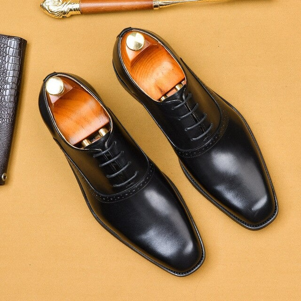 NEW Zapatos de cuero para hombre, zapatos de traje de vestir de negocios,  zapatos de marca para hombre, cordones negros de cuero genuino, zapatos de  boda para hombre, phengang | Wish
