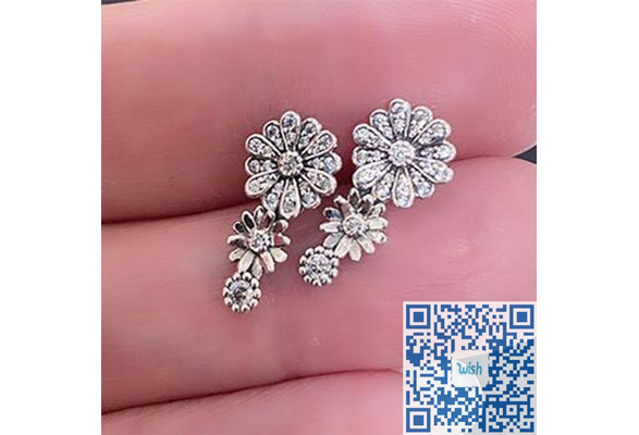 2020 Spring S925 Sterling Silver Sparkling Daisy Flower Trio Stud