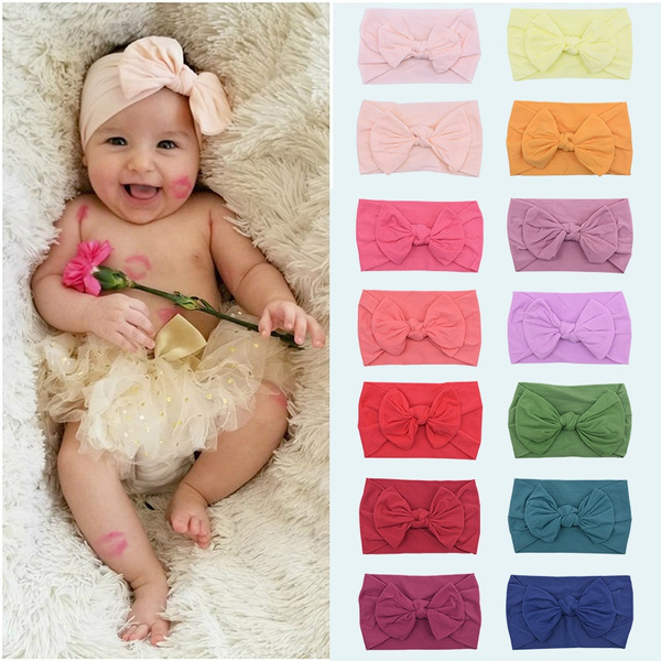 Baby Bow Headbands For Baby Girls Soft Nylon Hairband Newborn Hair Accessories 