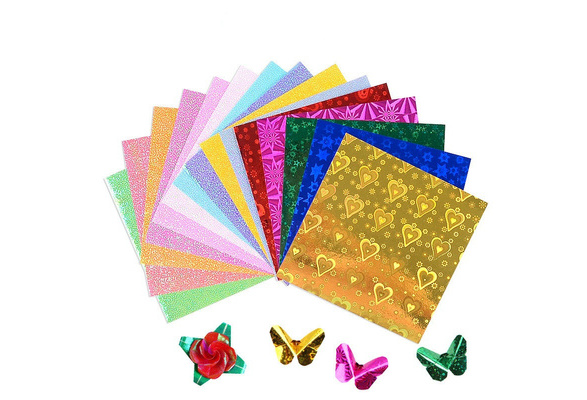 50pcs Square Origami Paper Single Side Glitter Folding Solid Color Papers T7N0