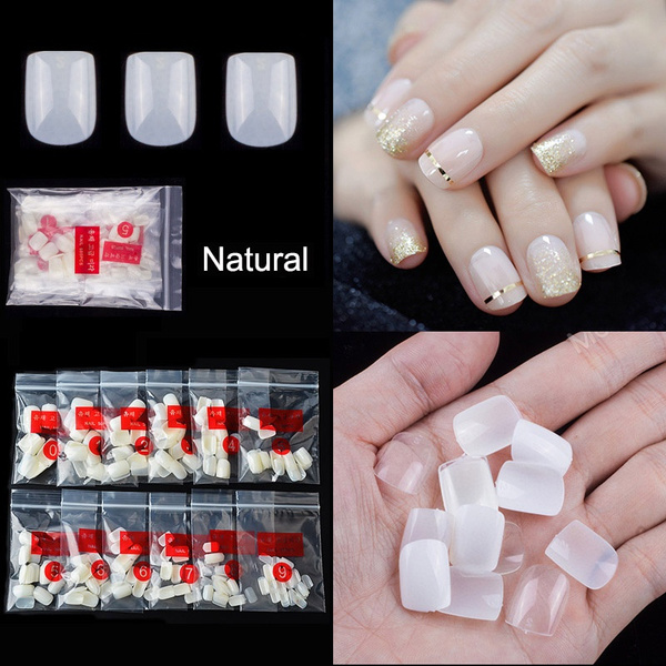 500PCS Per Pack Natural Short Full Cover Nail Tips Square False Nails Flat  Shape Acrylic Fake Nails For Diy fingernails salon | Wish