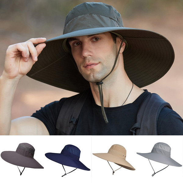 Men Outdoor Sun Protection Fisherman Foldable Bucket Hat Double Faced Cap