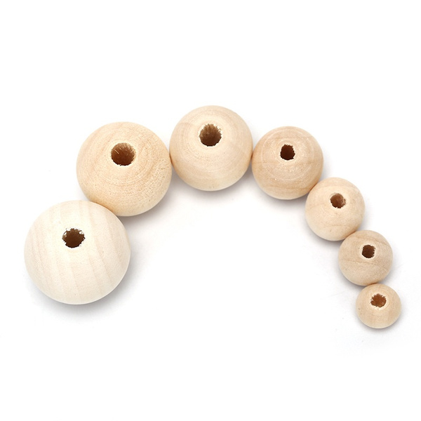 DIY Ball Wooden Craft Natural Jewelry Wood Bead Beads Spacer Unpainted Round 
