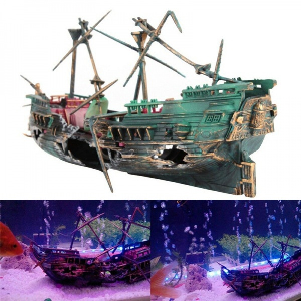 sunken pirate ship aquarium decoration