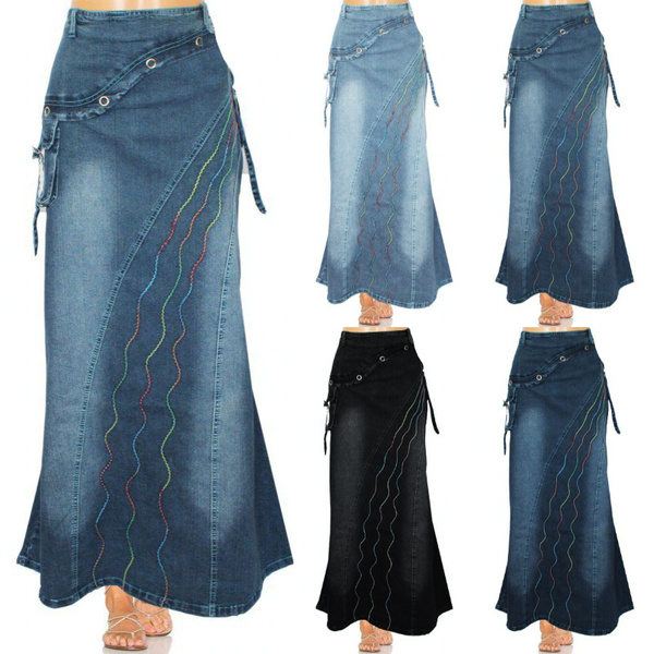 gonne jeans lunghe