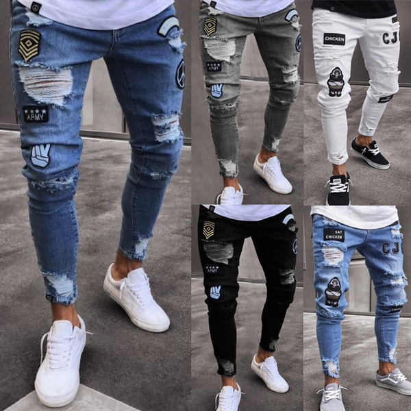 Motorcycle Pants Zipper Punk Jeans 